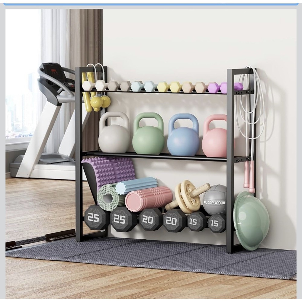 NEW JOSMIMIC 3 Tier Adjustable Dumbbell Rack Stand Heavy Duty Steel Weight Tree